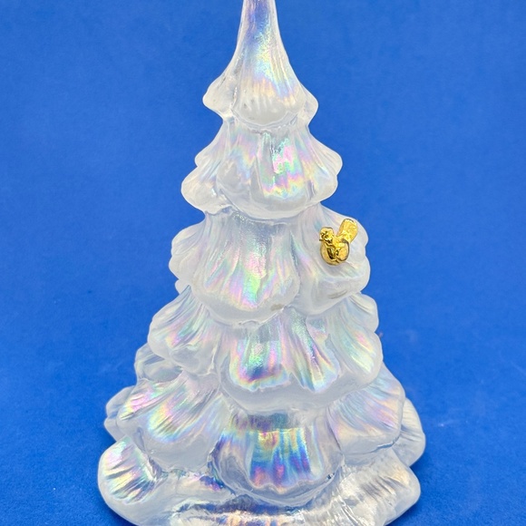 Fenton Art Glass Iridescent Christmas Tree w Gold Partridge Bird 6.25" Boxed - Picture 5 of 10